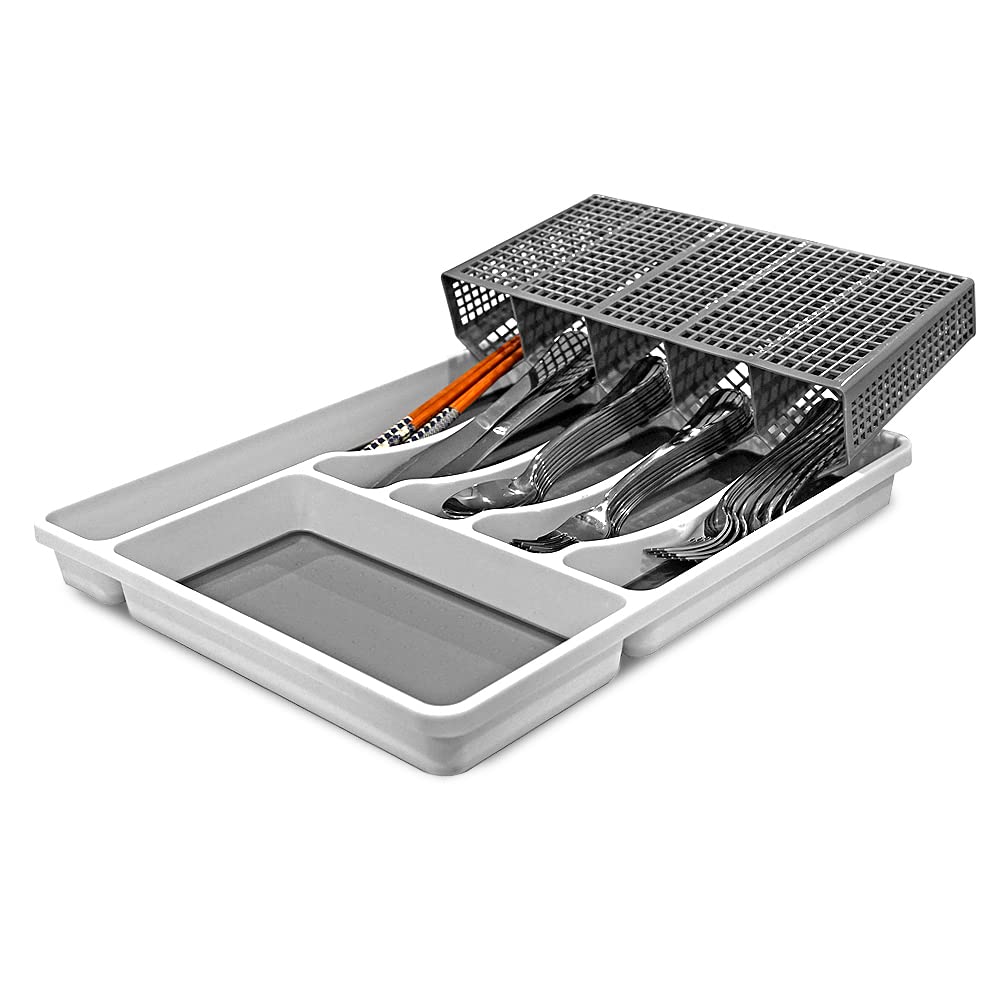 Quickdraw Large 6-Compartment Silverware Tray and 5-Section Basket