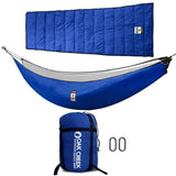 Oak Creek Hidden Ridge Underquilt/Topquilt Bundle. Full Length, Lightweight for Hammock Camping. 3-4 Seasons, 240T Rip-Stop Nylon Shell. Includes carabiners and Compression Sack. Weighs 3.4 lbs.