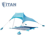 Beach Canopy Sky Blue Sunshade with Sandbag Anchors and Mat - 7ft x 7ft - UPF 50+ - Tent Includes Carry Bag - Weighs 5 Pounds - Portable, Family Sun Protection for The Beach, Park or Camping