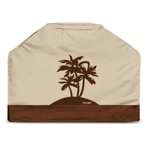 Designer Series BBQ Grill Cover. Heavy Duty Waterproof Fabric, Air Vents, Click Close Straps, and Pocket. 58