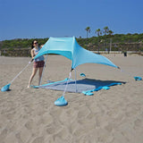 Beach Canopy Sky Blue Sunshade with Sandbag Anchors and Mat - 7ft x 7ft - UPF 50+ - Tent Includes Carry Bag - Weighs 5 Pounds - Portable, Family Sun Protection for The Beach, Park or Camping