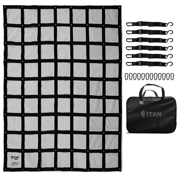 Heavy Duty Truck Cargo Net - Short Bed Netting Measures 6' by 4.5' - Featuring Removable Rain Tarp with 6 Adjustable Cam Buckles and 56 Grommet Holes to Secure Any Size and Shape Cargo Load