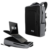 RIZR Commuter Backpack with Built-in Removable Laptop Riser. Premium Slim-Line Designed Computer Bag for Men and Women. Use for School or Work. Fits Up to 15.6 Inch Notebooks. Black and Gray.