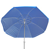 Blue Floral Print 8 Foot Beach Umbrella with Sand Anchor. Fully-Telescoping. UPF 50 Plus Rating. Tilting 2-Piece Design. Includes 4-Prong Hanging Hook, Corkscrew Anchor, and Carry Bag